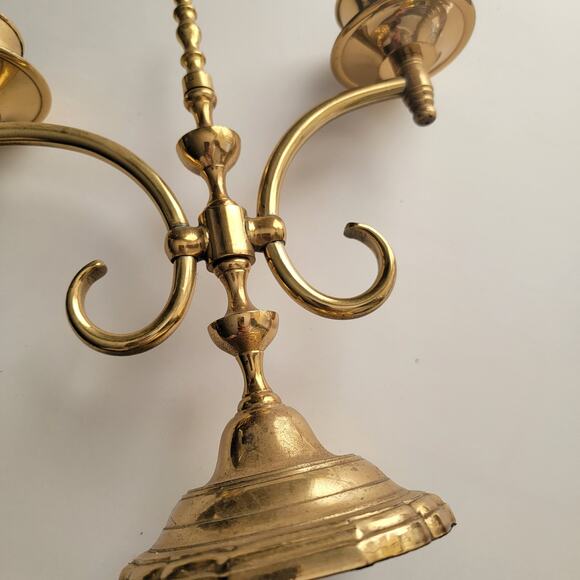 Elegant Vintage Brass Double Arm Candle Holder – Classic Candelabra Decor - Picture 3 of 10